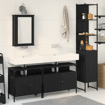 4-Piece Bathroom Furniture Set in Black Oak and Compact Wood by , Bathroom furniture - Ref: Foro24-3334421, Price: 237,34 €, ...