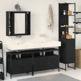 4-teiliges Badmöbel-Set aus schwarzer Eiche und Schichtholz von , Badezimmermöbel - Ref: Foro24-3334423, Preis: 253,64 €, Rab...