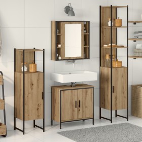 4-teiliges Badmöbel-Set aus handgefertigter Eiche in Hartholz von , Badezimmermöbel - Ref: Foro24-3334428, Preis: 254,23 €, R...