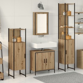 4-teiliges Badmöbel-Set aus handwerklichem Eichenholz von , Badezimmermöbel - Ref: Foro24-3334434, Preis: 237,56 €, Rabatt: -5%%