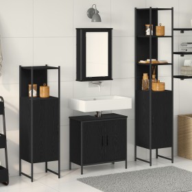 4-Piece Black Oak Bathroom Furniture Set Resistant Wood by , Bathroom furniture - Ref: Foro24-3334435, Price: 230,48 €, Disco...