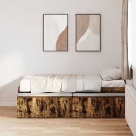 Aufbewahrungsbett aus geräucherter Eiche 100x200