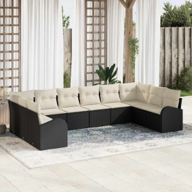 Conjunto de sofá de jardín 10 pcs Negro Poliratán