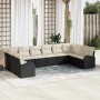 Conjunto de sofá de jardín 10 pcs Negro Poliratán