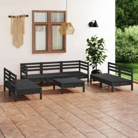 Garden furniture set 8 pieces solid black pine wood by vidaXL, Garden sets - Ref: Foro24-3082571, Price: 399,48 €, Discount: %