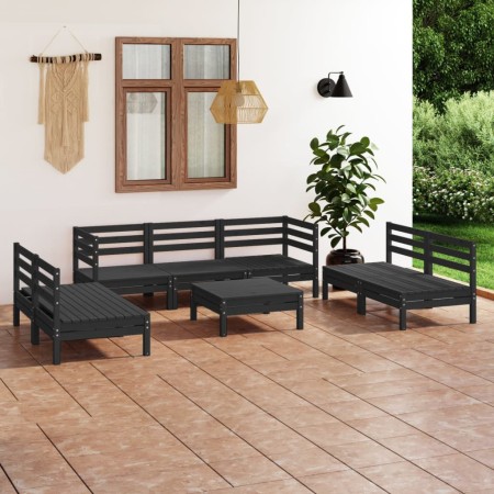 Gartenmöbel-Set 8-teilig aus massivem schwarzem Kiefernholz von vidaXL, Gartensets - Ref: Foro24-3082571, Preis: 404,73 €, Ra...