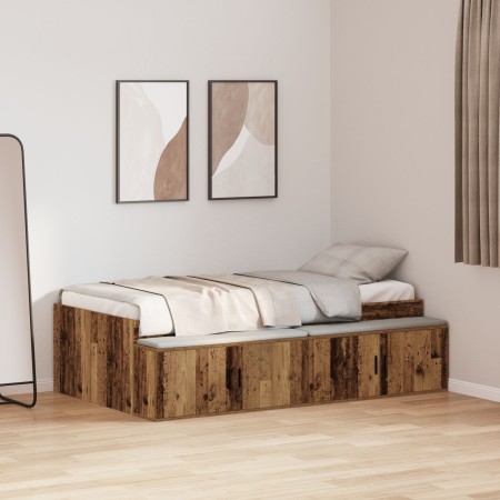 Antique Wood Storage Bed Frame 90x190 cm by , Beds and slatted bases - Ref: Foro24-3335211, Price: 185,88 €, Discount: %