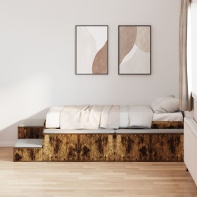 Stauraumbett Struktur Räuchereiche 100x200 cm