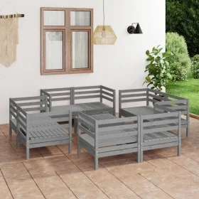 Garden furniture set 9 pieces solid gray pine wood by vidaXL, Garden sets - Ref: Foro24-3082434, Price: 521,66 €, Discount: %
