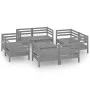 Gartenmöbel-Set 9-teilig aus massivem grauem Kiefernholz von vidaXL, Gartensets - Ref: Foro24-3082434, Preis: 521,66 €, Rabat...