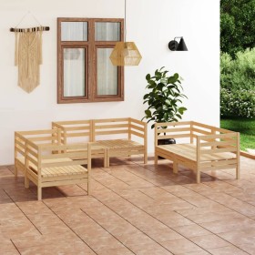 Muebles de jardín 6 piezas madera maciza de pino