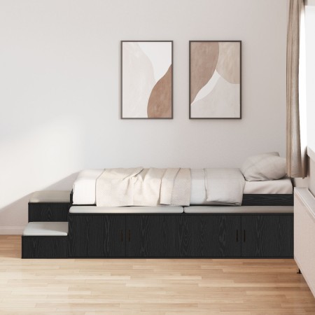 Estructura de Cama de Almacenamiento Negro Roble 90x190 cm by , Beds and slatted bases - Ref: Foro24-3335582, Price: 275,92 €...