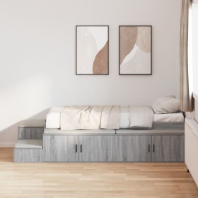 Estructura de Cama de Almacenamiento Gris Sonoma