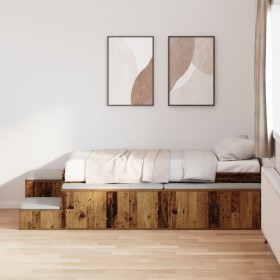 Estructura de Cama de Almacenamiento Madera Vieja