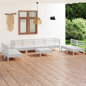 Gartenmöbel-Set 9-teilig aus massivem weißem Kiefernholz von vidaXL, Gartensets - Ref: Foro24-3082578, Preis: 438,24 €, Rabat...