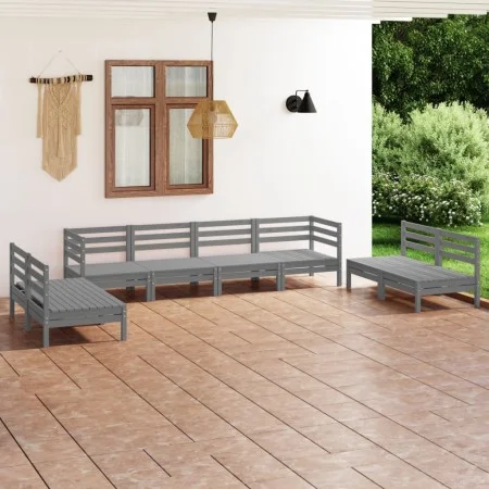 Gartenmöbel-Set 8-teilig aus massivem grauem Kiefernholz von vidaXL, Gartensets - Ref: Foro24-3082574, Preis: 418,09 €, Rabat...