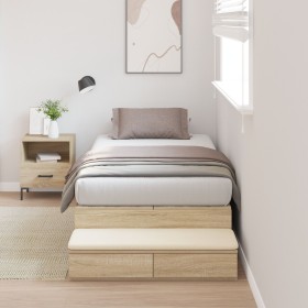 Estructura de Cama de Almacenamiento en Roble