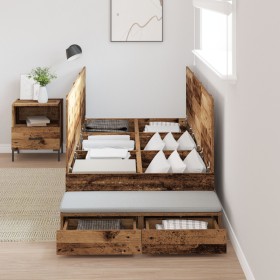 Estructura de Cama de Almacenamiento Madera Vieja