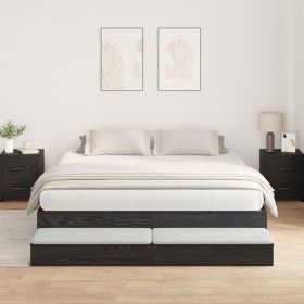 Estructura de Cama de Almacenamiento Color Roble Negro 200x200 cm by , Beds and slatted bases - Ref: Foro24-3335622, Price: 5...