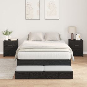 Marco de cama con almacenamiento Roble Negro 120x200 cm by , Beds and slatted bases - Ref: Foro24-3335630, Price: 446,48 €, D...