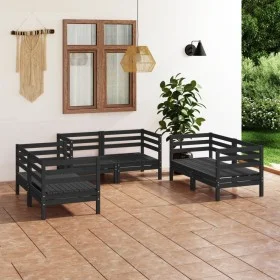 Garden furniture set 6 pieces solid black pine wood by vidaXL, Garden sets - Ref: Foro24-3082586, Price: 347,90 €, Discount: %