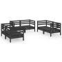 Garden furniture set 6 pieces solid black pine wood by vidaXL, Garden sets - Ref: Foro24-3082586, Price: 347,89 €, Discount: %