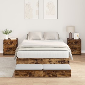 Estructura de Cama Roble Ahumado 120x200 cm by , Beds and slatted bases - Ref: Foro24-3335633, Price: 423,02 €, Discount: %