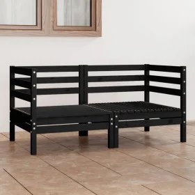 2-Sitzer-Gartensofa aus massivem schwarzem Kiefernholz von vidaXL, Outdoor-Sofas - Ref: Foro24-3082391, Preis: 120,77 €, Raba...