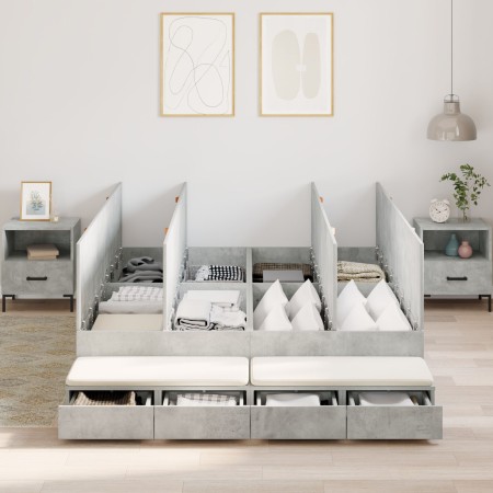 Estructura de cama de almacenamiento Gris Concreto 140x200 cm by , Beds and slatted bases - Ref: Foro24-3335640, Price: 439,9...