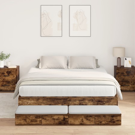 Marco de Cama con Almacenamiento Roble Ahumado 140x200 cm | Foro24.es | Tu tienda online para hogar, jardín y más Foro24.es