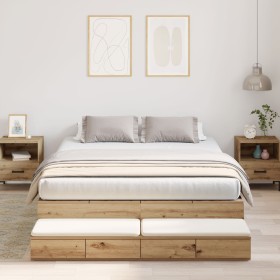 Estructura de cama de almacenamiento Roble