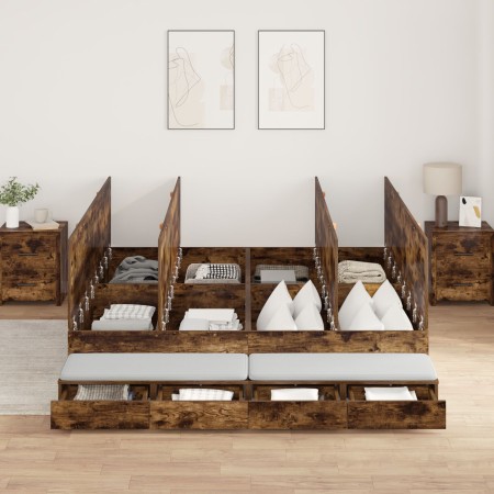 Estructura de Cama de Almacenamiento Roble Ahumado 180x200 cm by , Beds and slatted bases - Ref: Foro24-3335665, Price: 471,7...