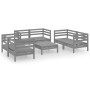 Gartenmöbel-Set 7-teilig aus massivem grauem Kiefernholz von vidaXL, Gartensets - Ref: Foro24-3082589, Preis: 347,19 €, Rabat...