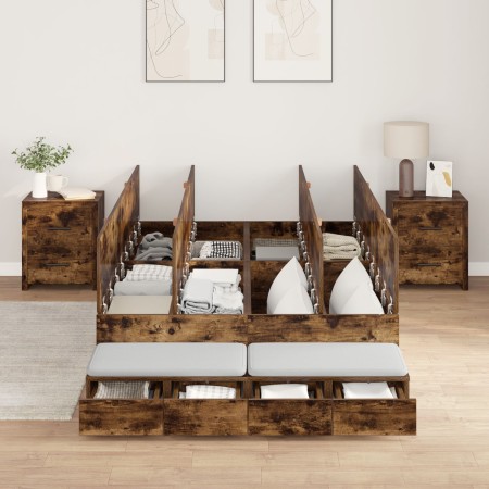 Estructura de Cama de Almacenamiento Roble Ahumado 120x190 cm | Foro24.es | Tu tienda online para hogar, jardín y más Foro24.es
