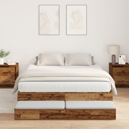Estructura de Cama de Almacenamiento Madera Vieja 140x190 cm | Foro24.es | Tu tienda online para hogar, jardín y más Foro24.es