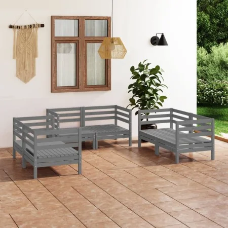 Gartenmöbel-Set 6-teilig aus massivem grauem Kiefernholz von vidaXL, Gartensets - Ref: Foro24-3082584, Preis: 356,96 €, Rabat...