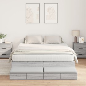 Estructura de Cama de Almacenamiento Gris Sonoma