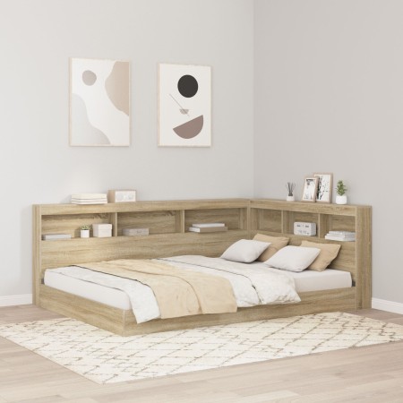 Cama con Estantería Roble Sonoma 140x200 cm Madera Compuesta by , Beds and slatted bases - Ref: Foro24-3335730, Price: 245,81...