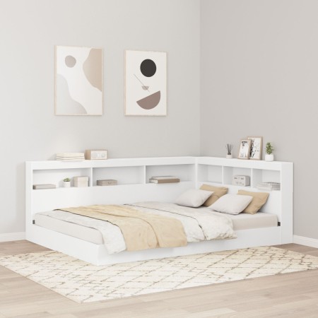 Cama Biblioteca Blanca 150x200 cm Madera Ingenierizada de , Camas y somieres - Ref: Foro24-3335734, Precio: 235,19 €, Descuen...