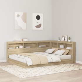 Cama con estantería Roble Sonoma 160x200 cm Madera de calidad by , Beds and slatted bases - Ref: Foro24-3335740, Price: 267,9...