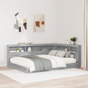 Cama con Biblioteca Gris Sonoma 160x200 cm Madera Elaborada by , Beds and slatted bases - Ref: Foro24-3335743, Price: 247,94 ...