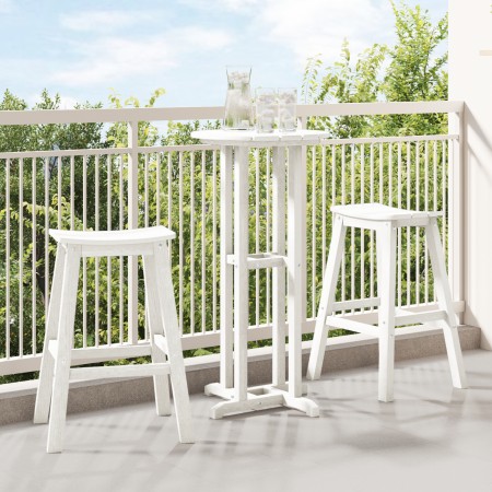 Conjunto de Bar de Jardín 3 Piezas Blanco HDPE, Mesa de Bar Blanca 55x55x107 cm HDPE, Taburetes de Bar 2 pcs Blancos HDPE by ...