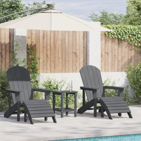 Sillas Adirondack de con Reposapiés 2 pcs Gris Claro HDPE, Silla Adirondack de con Reposapiés Gris Claro HDPE by , Garden cha...