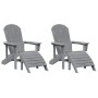 Sillas Adirondack de con Reposapiés 2 pcs Gris Claro HDPE, Silla Adirondack de con Reposapiés Gris Claro HDPE by , Garden cha...
