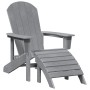 Sillas Adirondack de con Reposapiés 2 pcs Gris Claro HDPE, Silla Adirondack de con Reposapiés Gris Claro HDPE by , Garden cha...