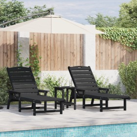 Tumbonas 2 pcs Negra 162x53x98,5 cm HDPE, Tumbona