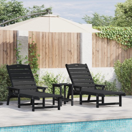 Tumbonas 2 pcs Negra 162x53x98,5 cm HDPE,  Tumbona Negra 53x162x98,5 cm HDPE | Foro24.es | Tu tienda online para hogar, jardín y más Foro24.es