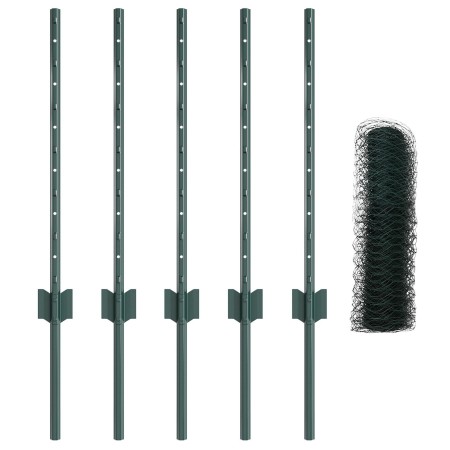 Postes para Cerca  5 pcs U-Channel Verde 120 cm Acero, Cerca Hexagonal  Verde 0.6x10 m Acero | Foro24.es | Tu tienda online para hogar, jardín y más Foro24.es
