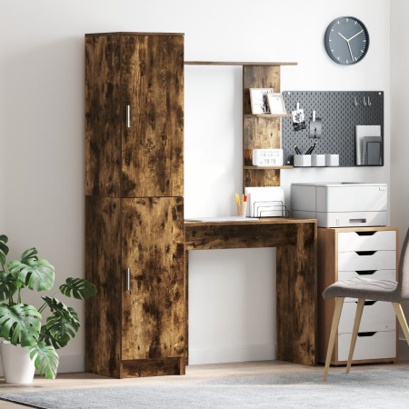 Escritorio con Almacenamiento Roble Ahumado Madera Elaborada by , Sideboards - Ref: Foro24-3337285, Price: 148,61 €, Discount: %