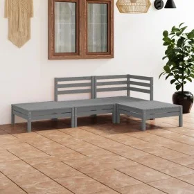 Gartenmöbelset 4-teilig aus massivem Kiefernholz grau von vidaXL, Gartensets - Ref: Foro24-3082619, Preis: 199,40 €, Rabatt: %